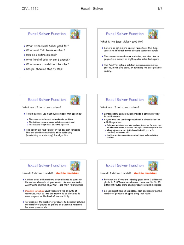Excel Solver Function Excel Solver Function | PDF
