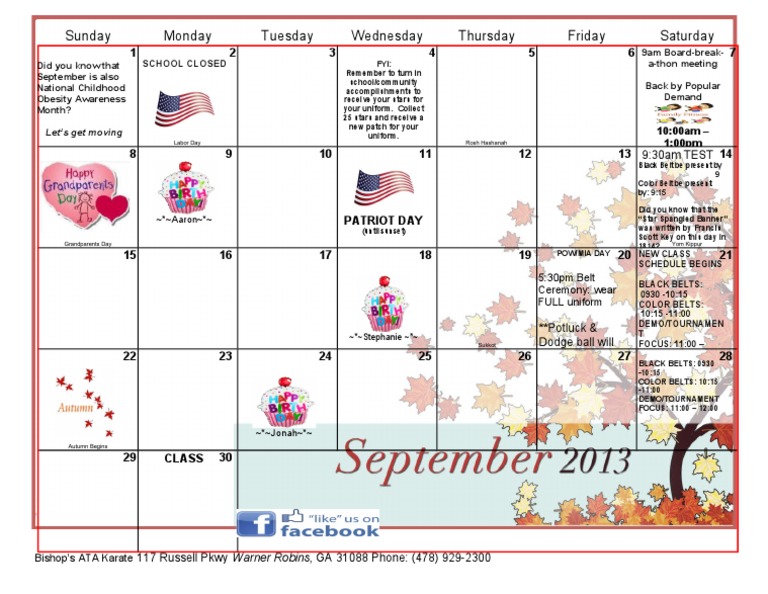 September Events and Activities Schedule | PDF