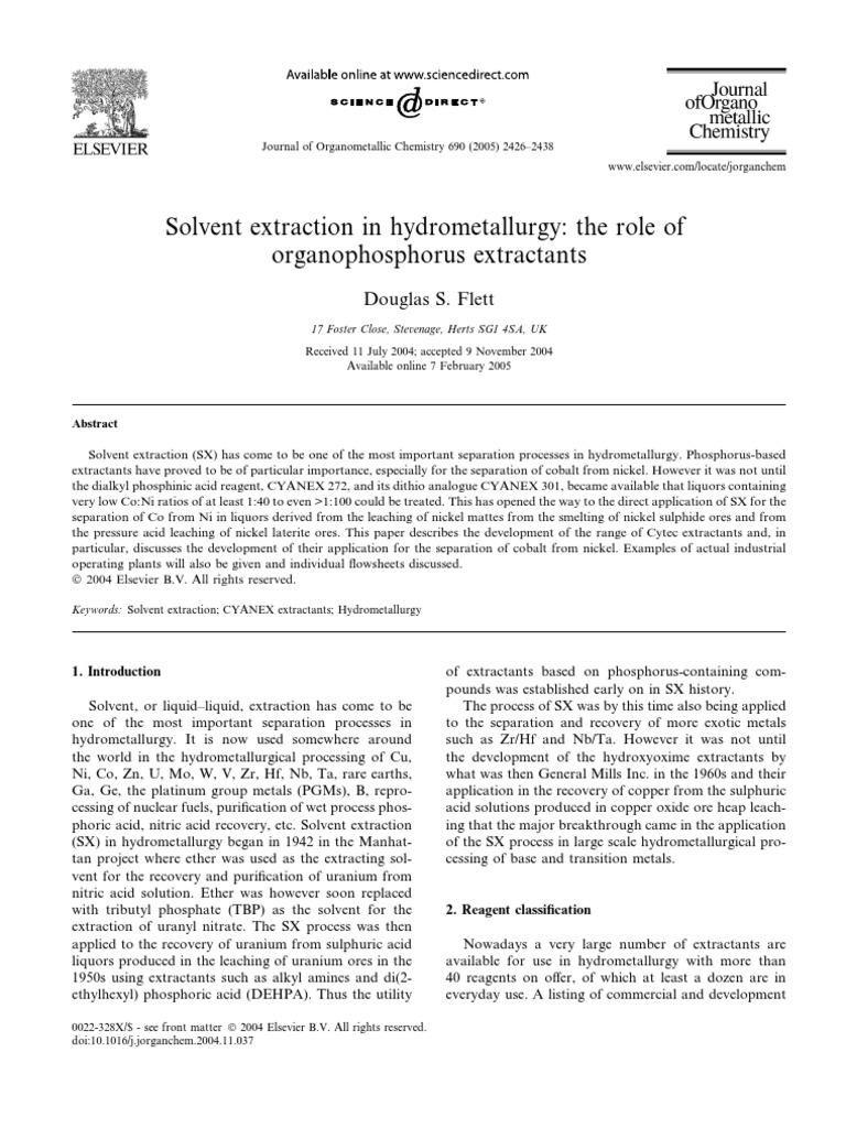 Role of CYANEX in Solvent Extraction | PDF | Cobalt | Nickel