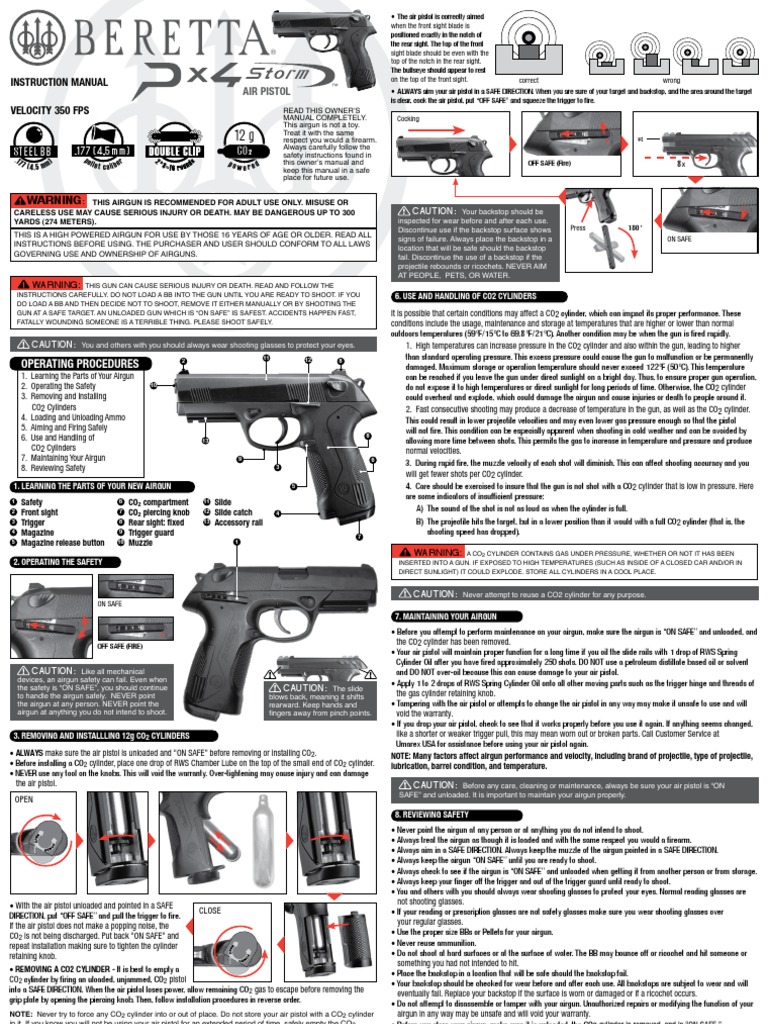 Beretta PX4 Storm Air Pistol Manual Pistol Bottle
