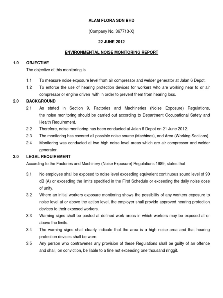 Environmental Noise Monitoring Report | PDF | Noise | Personal ...
