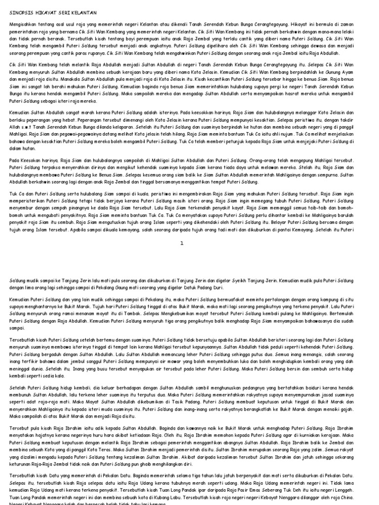 Sinopsis Hikayat Seri Kelantan Pdf