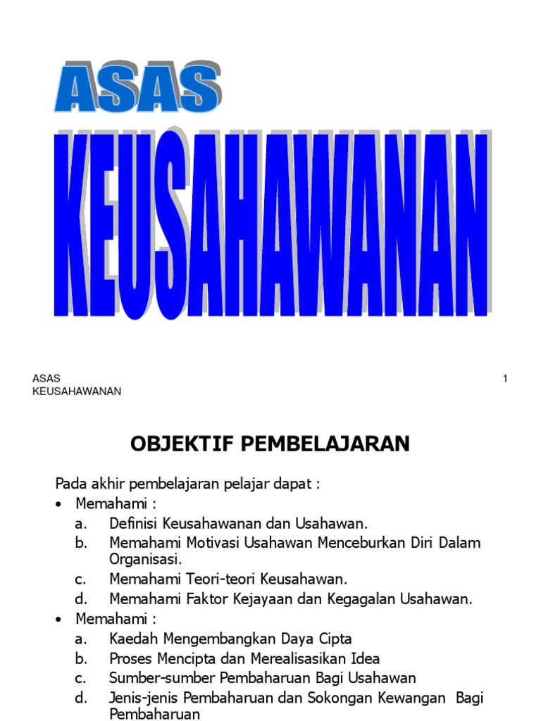 Asas Keusahawanan Pdf