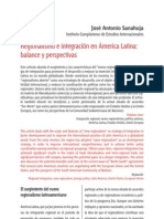 Sanahuja- Regionalismo e integración en América Latina