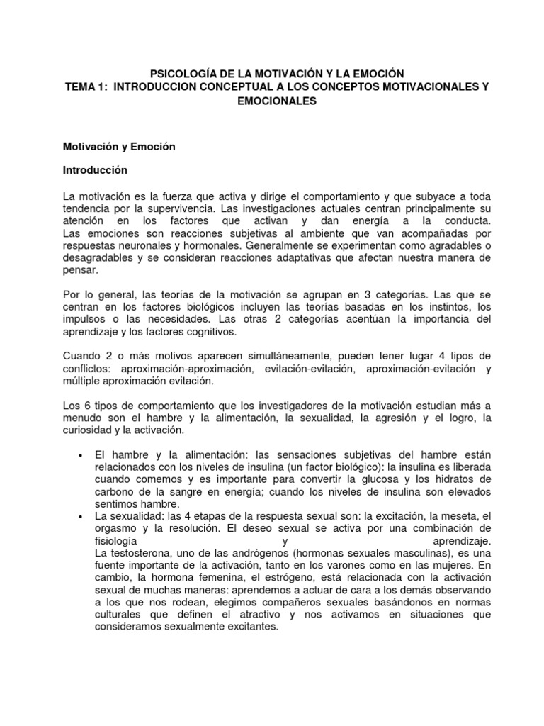 Psicología de la Motivación y Emoción | PDF | Las emociones | Motivación