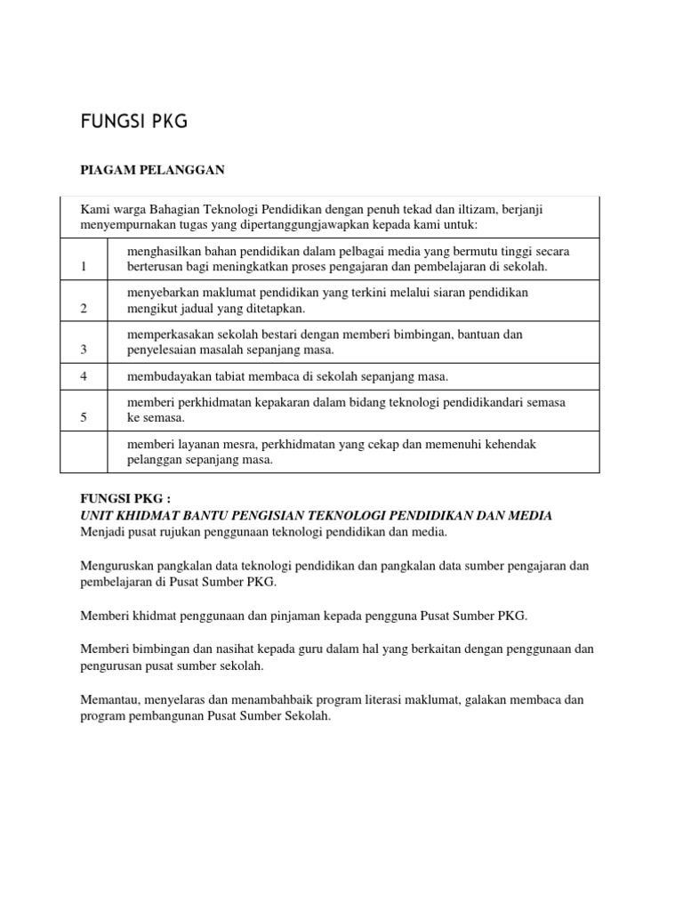 Fungsi Dan Perkhidmatan Di PKG | PDF