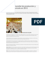 Situación mundial de producción y comercio avícola en 2013