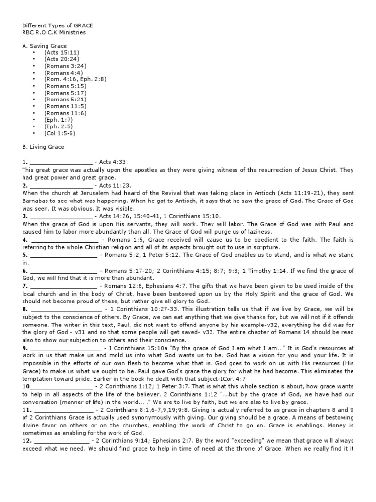 Different Types of GRACE Grace In Christianity Epistle To The Romans