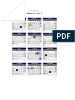 Malaysia 2013 Printable Holiday Calendar