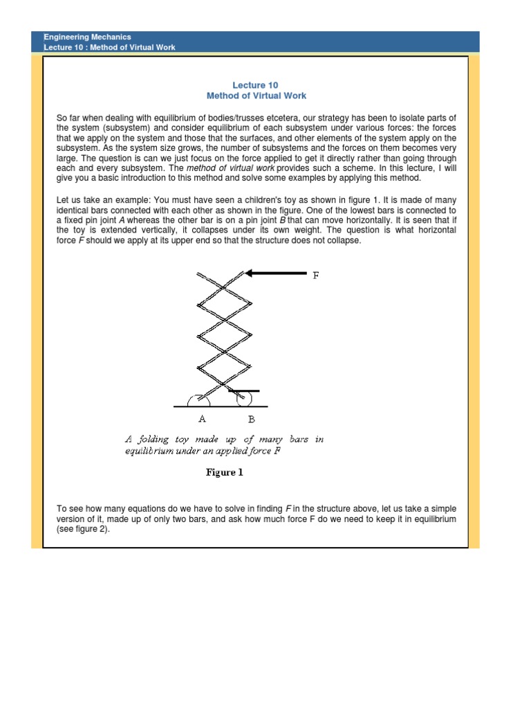 Introduction to Virtual Work Method | PDF | Force | Pendulum