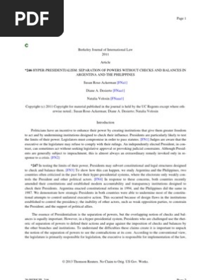 Hyperpresidentialism Separation Of Powers Presidents Of - 