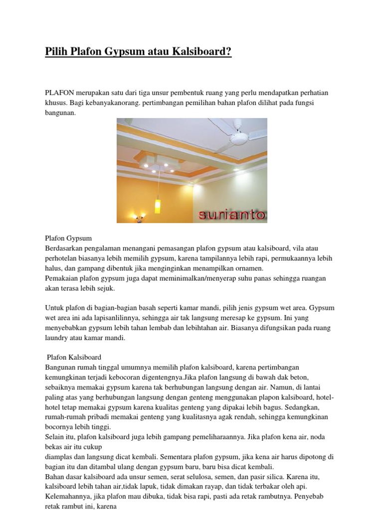 Plafon Gypsum Tahan Air