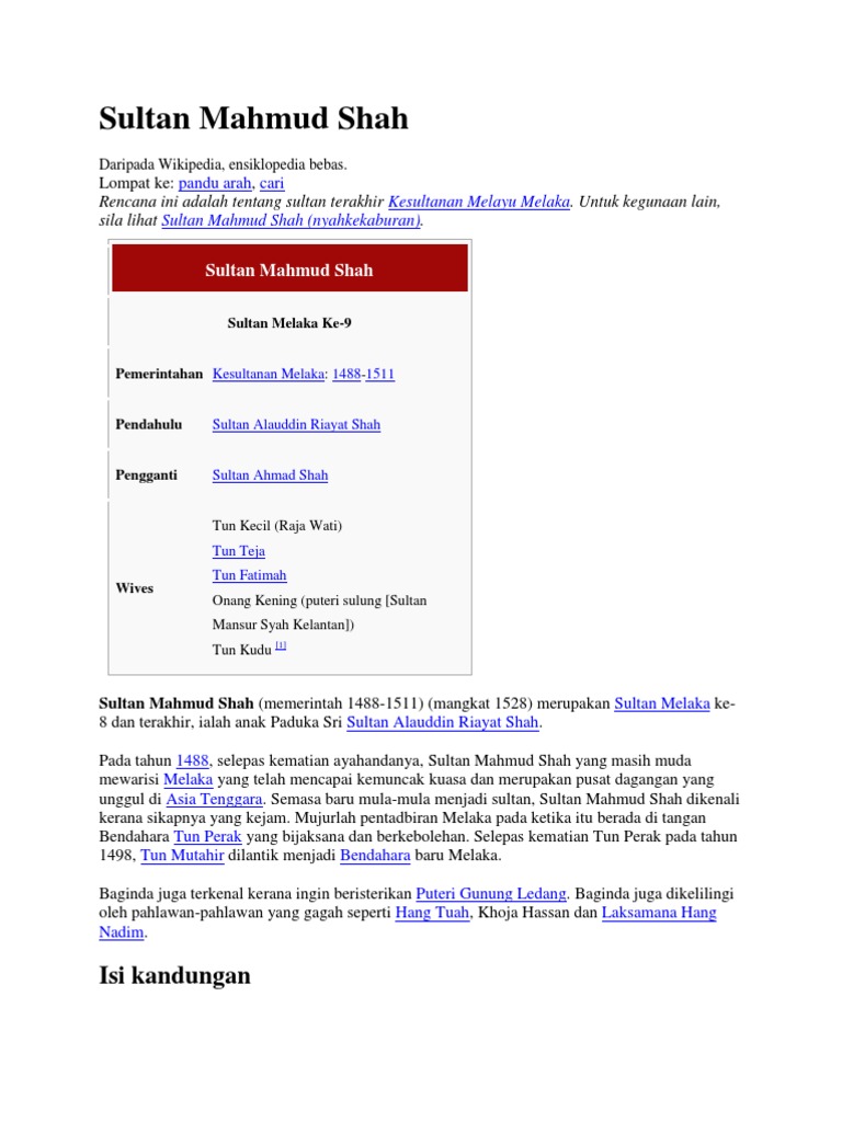 Sultan Mahmud Shah Pdf