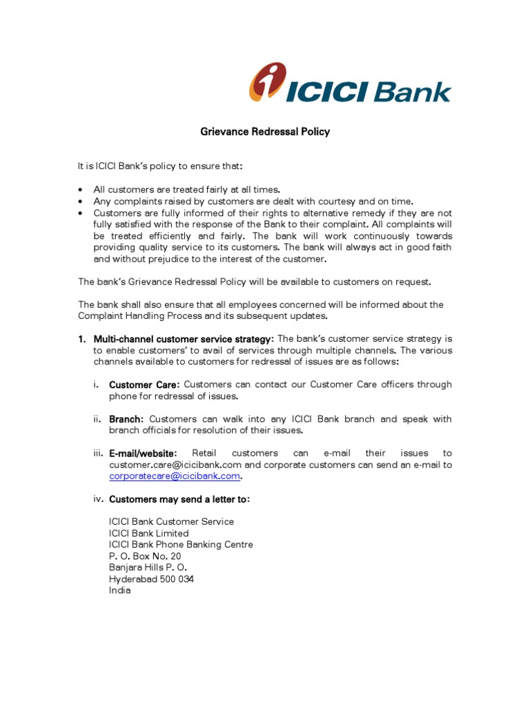 Grievance Redressal Policy PDF PDF Customer Service Complaint