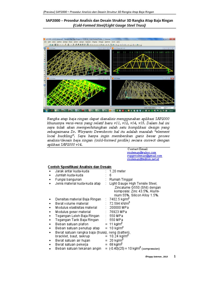 SAP2000 Prosedur Analisis Dan Desain Rangka Baja Ringan SAP2000 Prosedur Analisis Dan Desain Rangka Baja Ringan