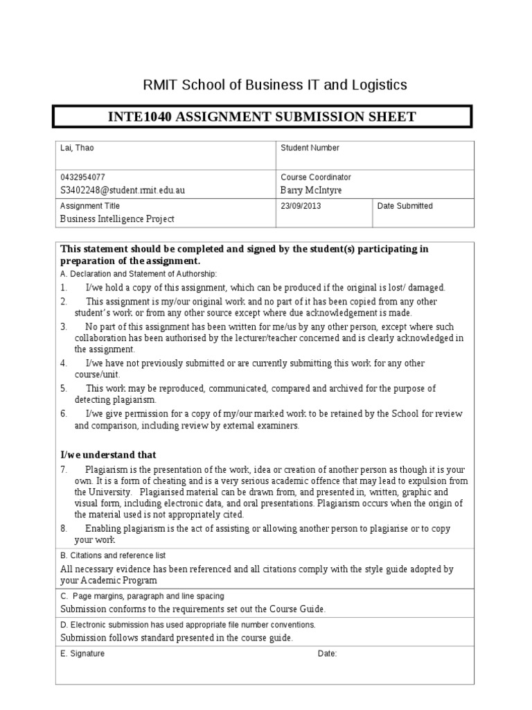 INTE1040 Assignment Template | PDF | Plagiarism | Communication