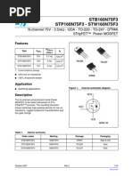 Stb160N75F3 Stp160N75F3 - Stw160N75F3: N-Channel 75V - 3.5M - 120A - To-220 - To-247 - D Pak Stripfet™ Power Mosfet