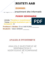 Punim Seminarik - Analiza e Investimeve