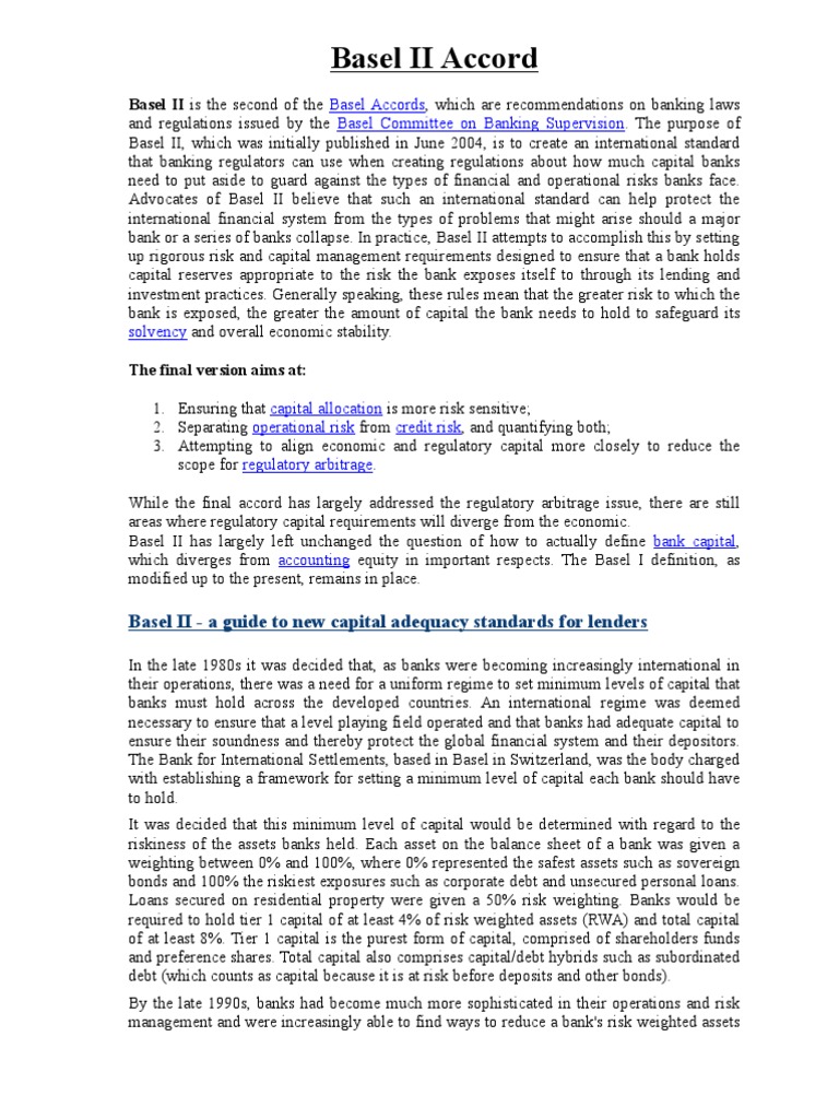 Basel II Accord PDF Basel Ii Capital Requirement