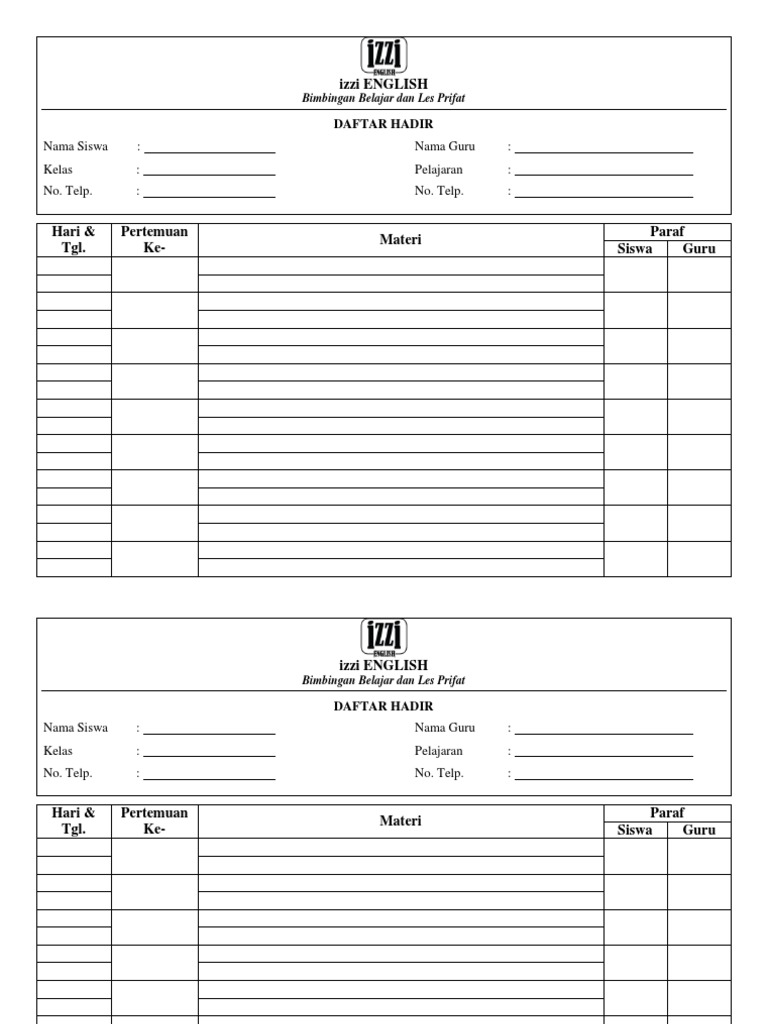 Daftar Hadir Pdf