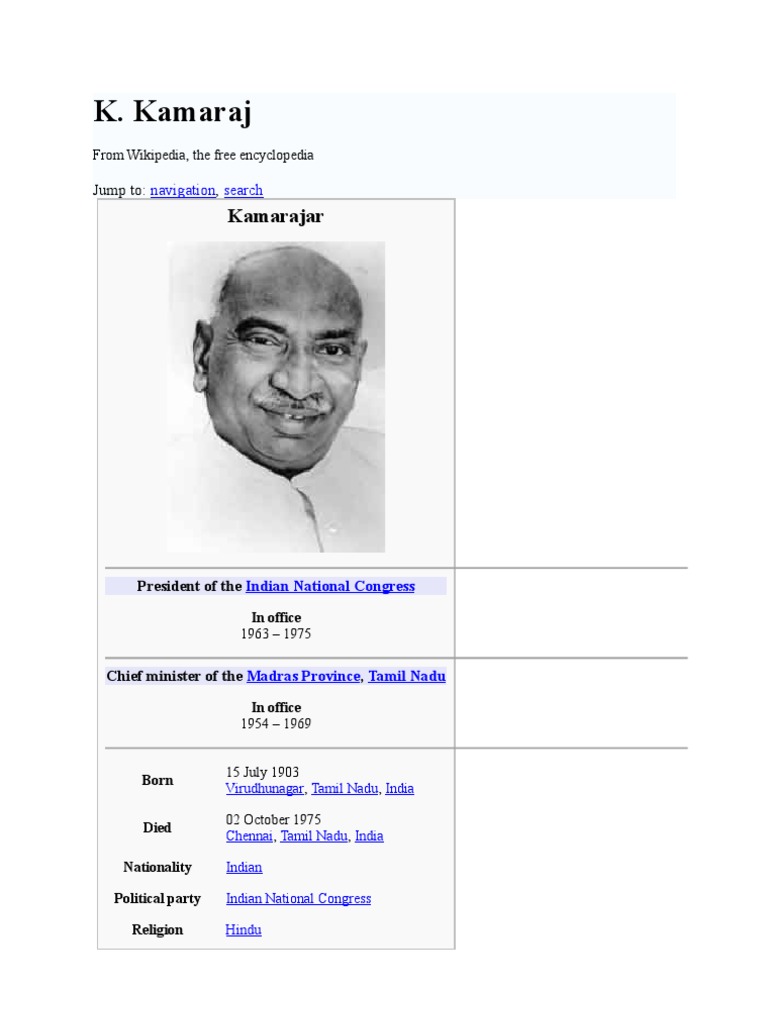 Kamarajar PDF Politics Of India