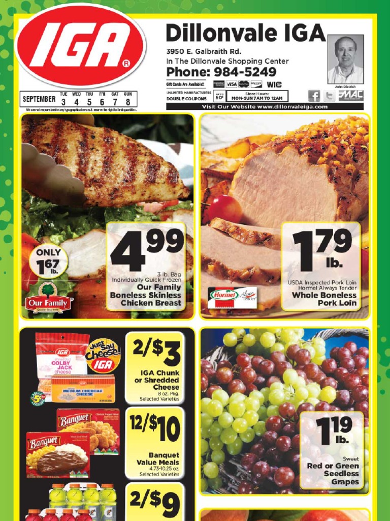 Dillonvale IGA Weekly Ad 09/03/2013 Grocery Store Retailers