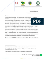 Panorama e dinâmica recente da economia da Região Metropolitana do Cariri – RMC