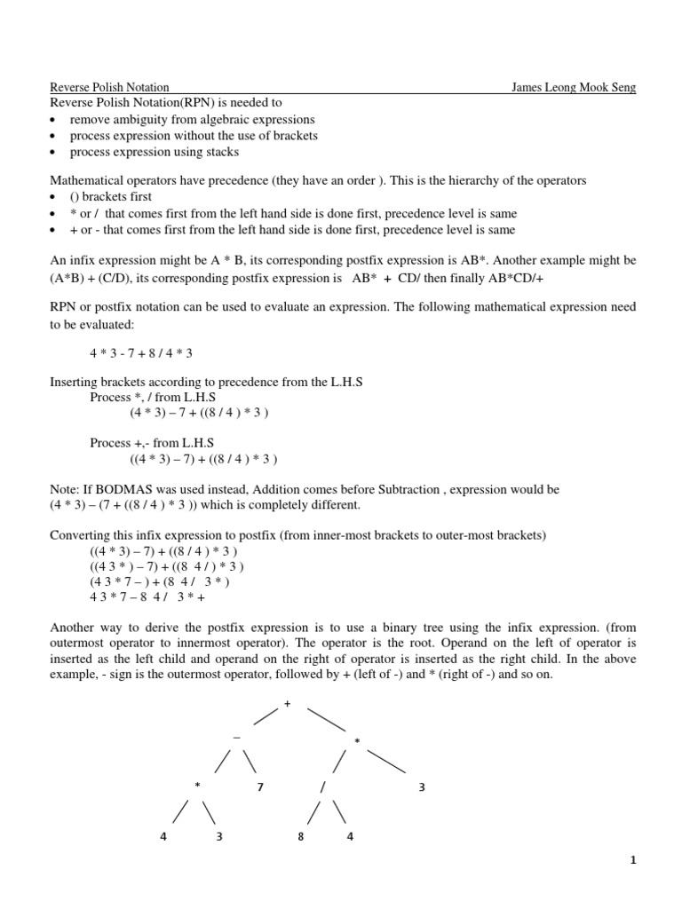 Reverse Polish Notation | Computer Programming | Notation