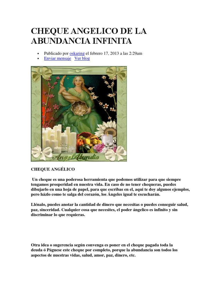 Cheque Angelico de La Abundancia Infinita | PDF | Luna | Cheque