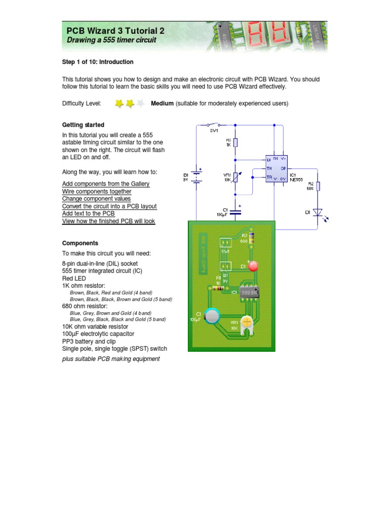 Tutorial 2 Drawing A 555 Timer Circuit | PDF | Printed Circuit Board ...