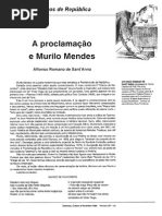 A proclamação e Murilo Mendes  Affonso Romano de Sant'Anna