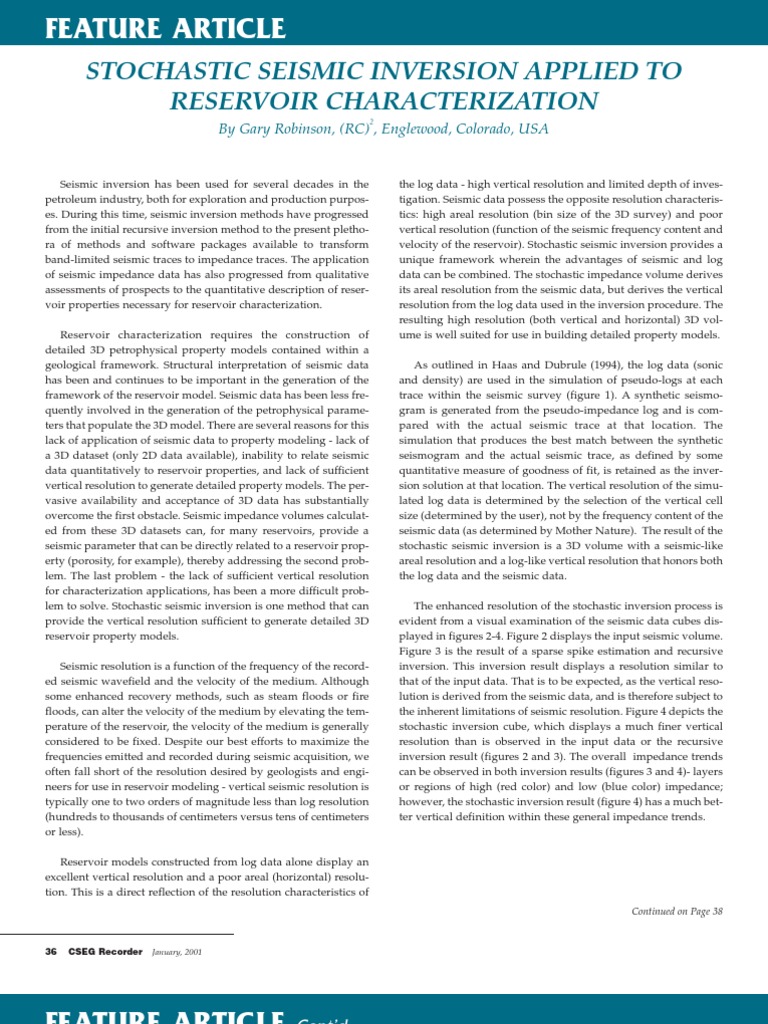 Stochastic Seismic Inversion Applied To Reservoir Characterization ...