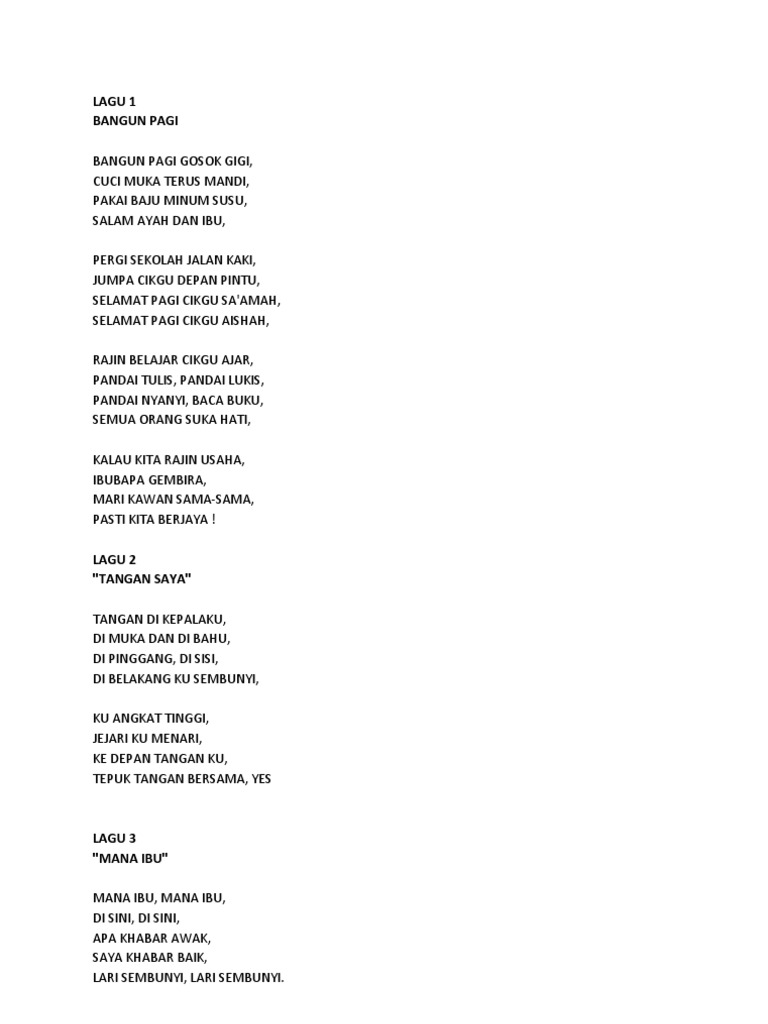 Lirik Lagu Kanak Kanak Pdf