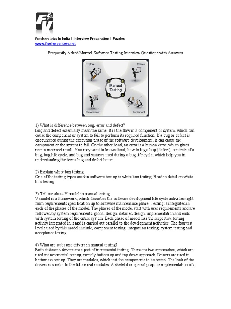 Frequently Asked Manual Software Testing Interview Questions | PDF ...