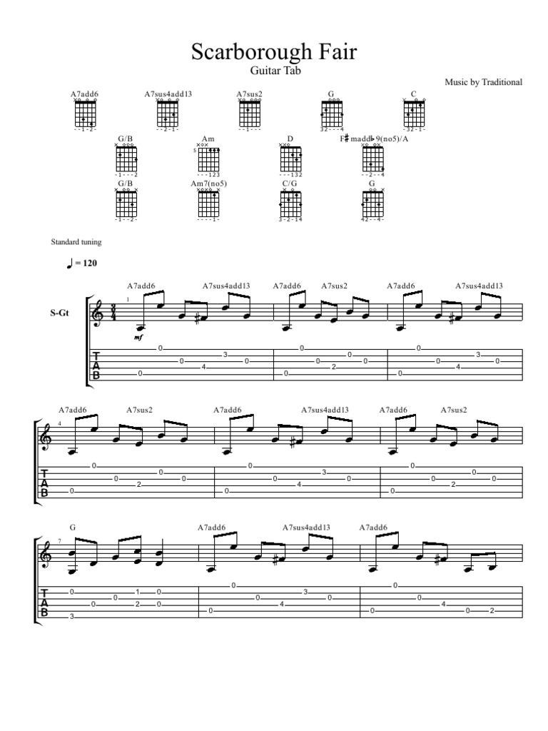 Scarborough Fair Guitar Tab