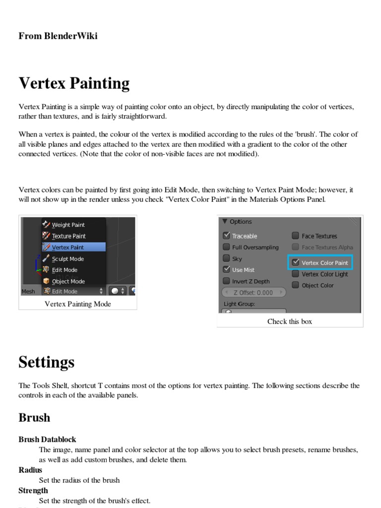 Blender Materials Vertex Painting PDF Vertex (Geometry) Rgb