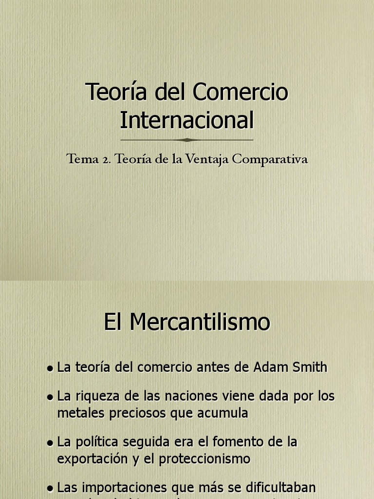 Teoria Del Comercio Internacional Teoria de La Ventaja Comparativa | PDF