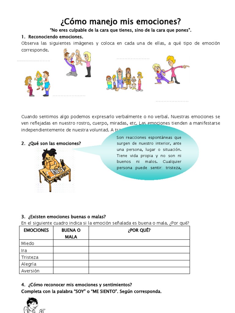 Manejo y reconocimiento de emociones | PDF | Ira | Temor