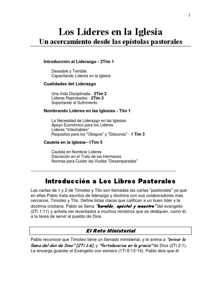 Liderazgo en la Iglesia según Pablo | PDF | Pablo el apóstol | Cristo ...