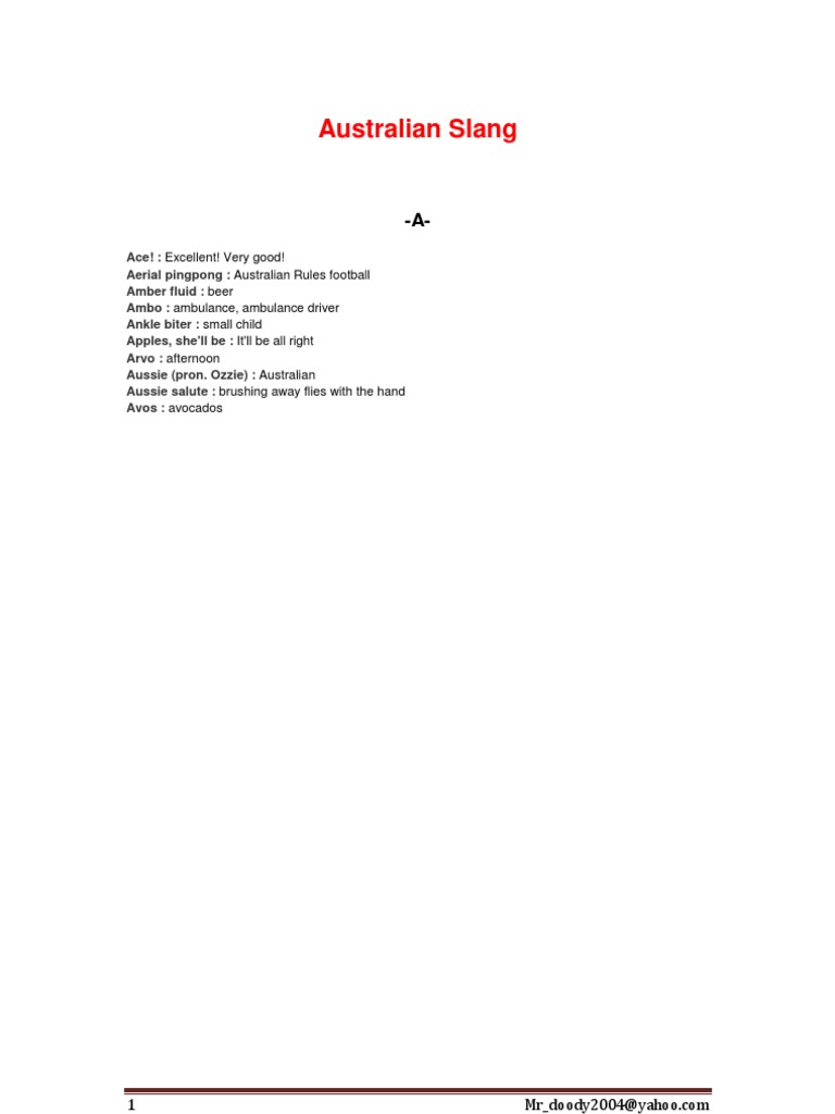 Australian Slang | PDF