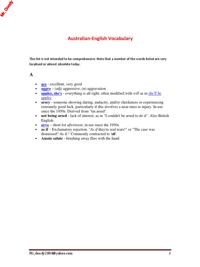Australian English Vocabulary PDF Delicatessen Slot Machine picture image