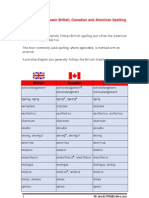 Differences Between British, Canadian and American Spelling