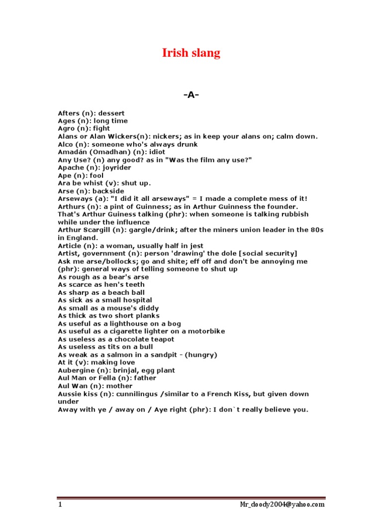 Irish Slang