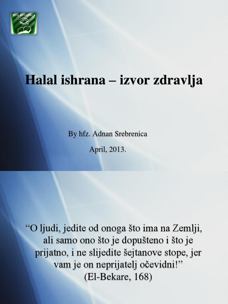 Halal Ishrana - Izvor Zdravlja | PDF