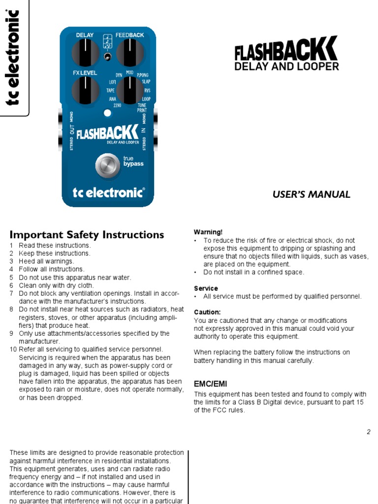 TC Electronic Flashback Delay Manual English Sound Technology