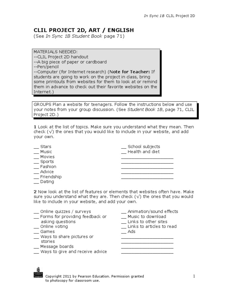 InSync1B Project2D | PDF | Quiz | Communication