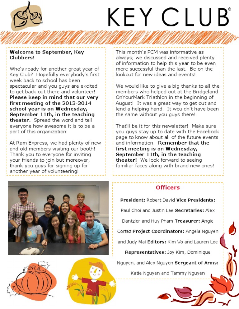 Key Club September Newsletter 2013 | PDF