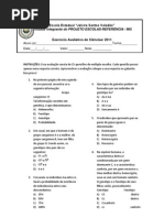 avaliação de ciências - 9 ano  - 1 bimestre