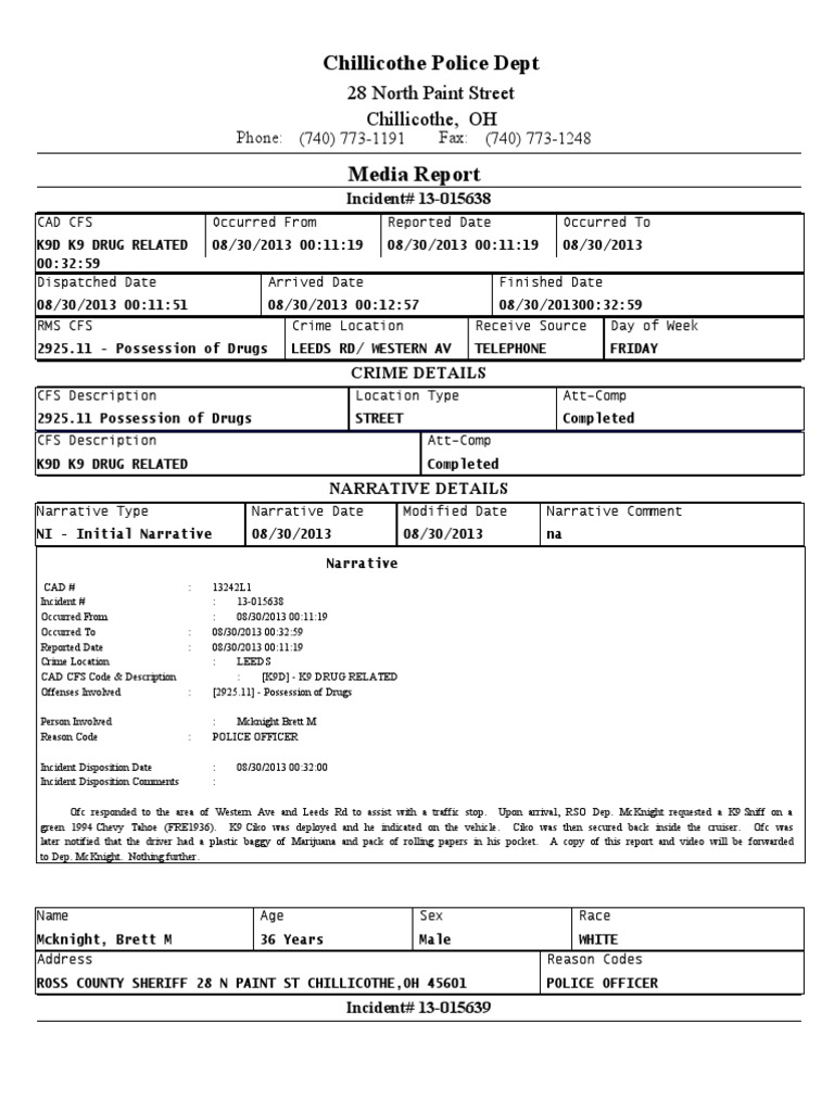 Chillicothe Police Reports For September 3rd, 2013 PDF Arrest Theft