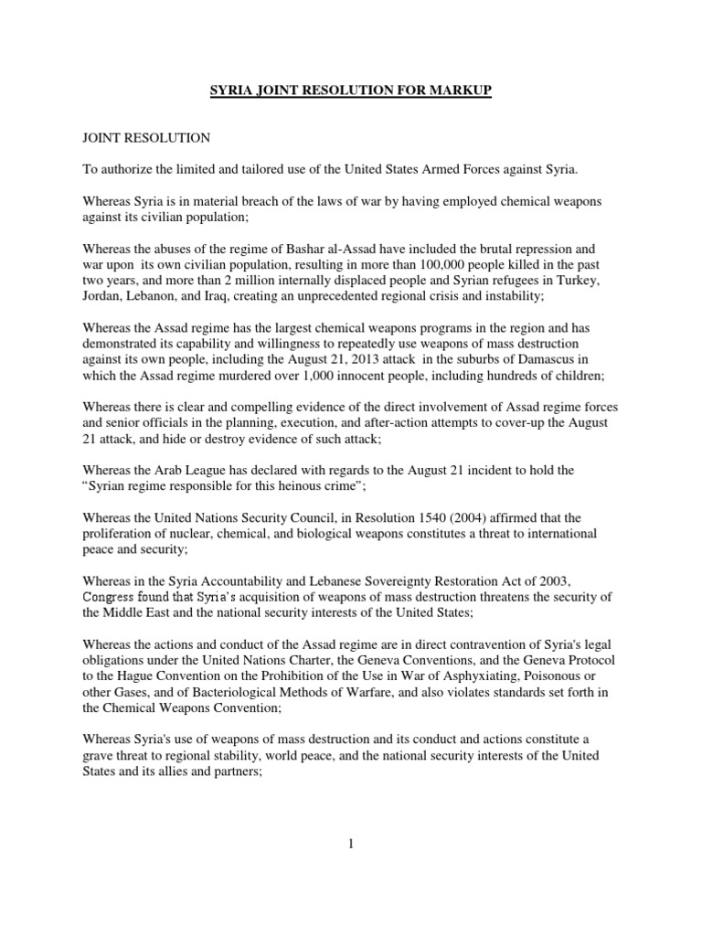 Senate's Syria Resolution | PDF